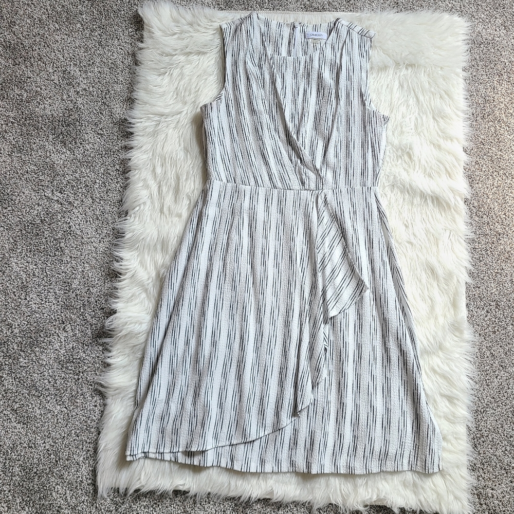 Calvin Klein White and Black Striped Dress NWOT